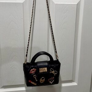 Aldo Black Crossbody Bag with Gold Accents